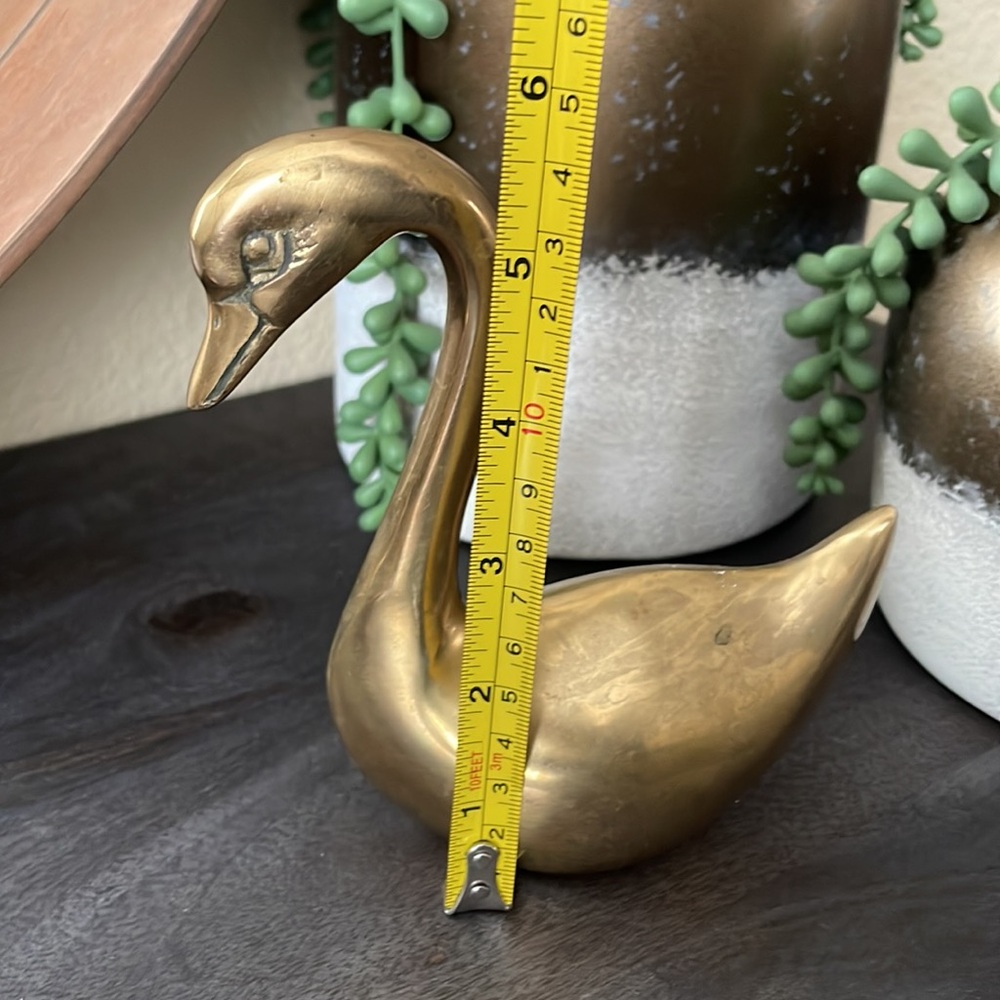 Vintage Set Of 4 Solid Brass Swans - Picture 5 of 11